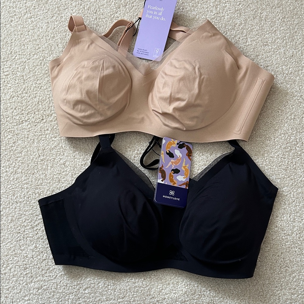 Comfortable Everyday Bra Set - Black and Tan
